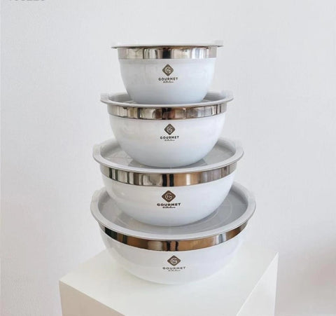 4pcs Stainless Steel Canister White